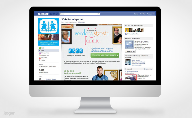 Facebook Side og quiz for SOS Børnebyerne med spørgsmål fra komikeren Thomas Hartmann